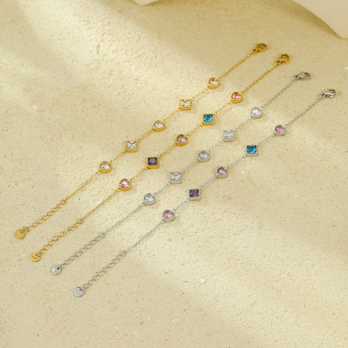 Arrival 18K Gold Diamond Titanium Steel Bracelets Women Affordable Luxury Elegant Heart Trendy Stainless Steel Bracelet - Wanita Store