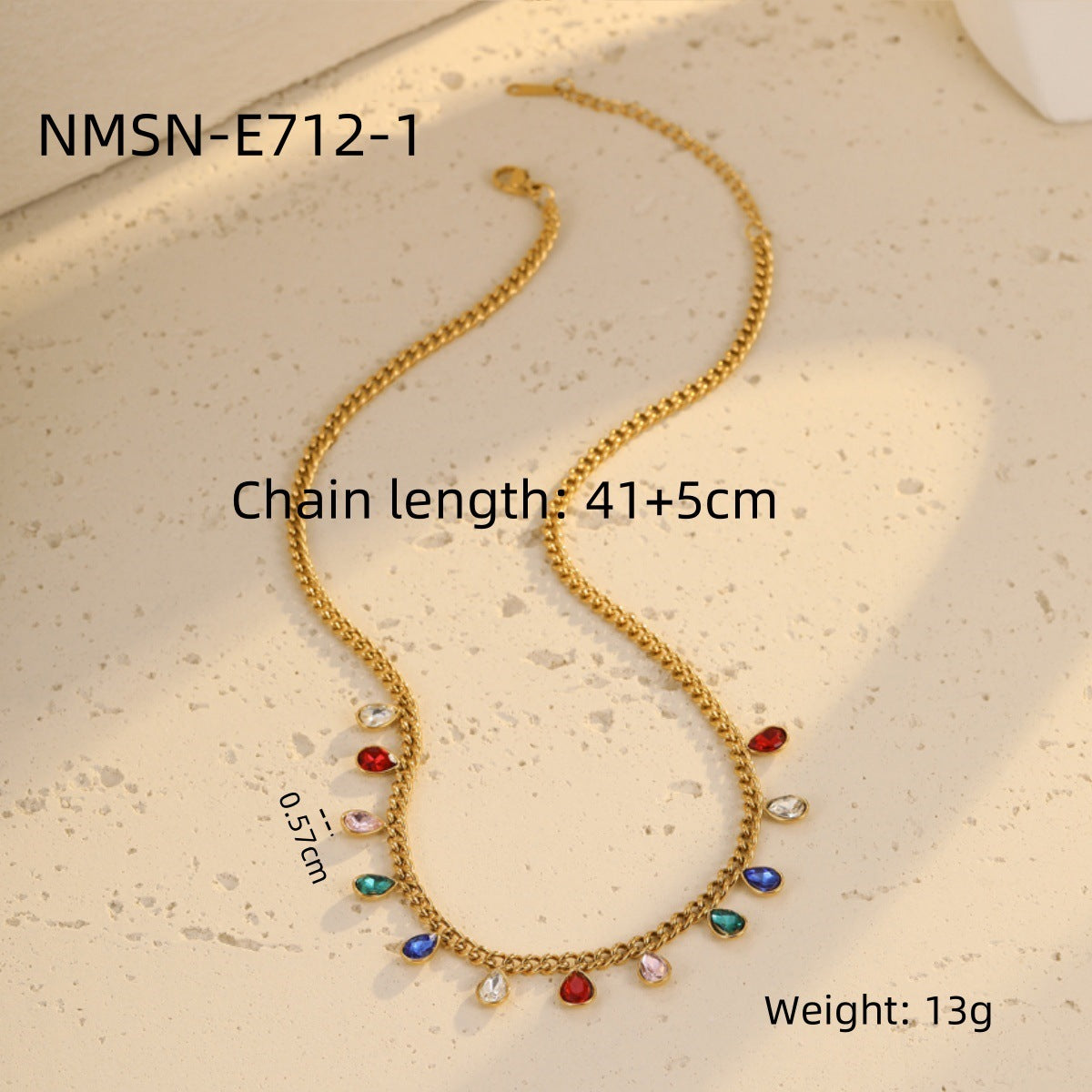 Water Drop Color Zircon Necklace