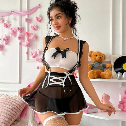 Sexy Ultra Short Pleated Sheath Sailor Dress Free Sexy Lingerie Set（No Stockings）