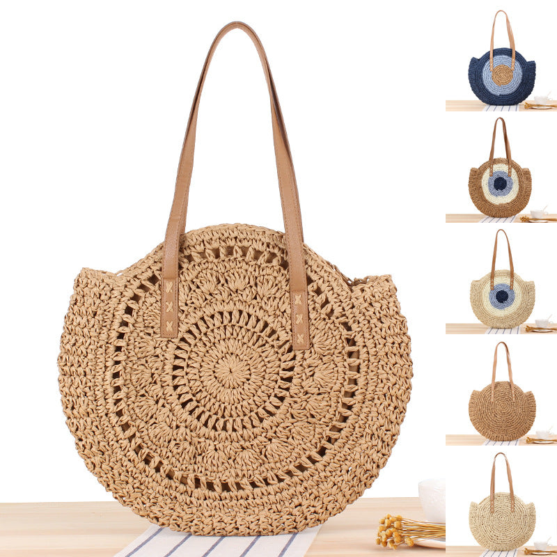 Simple round One Shoulder Straw Bag Woven Bag Beach Bag Women Bag Straw Bag
