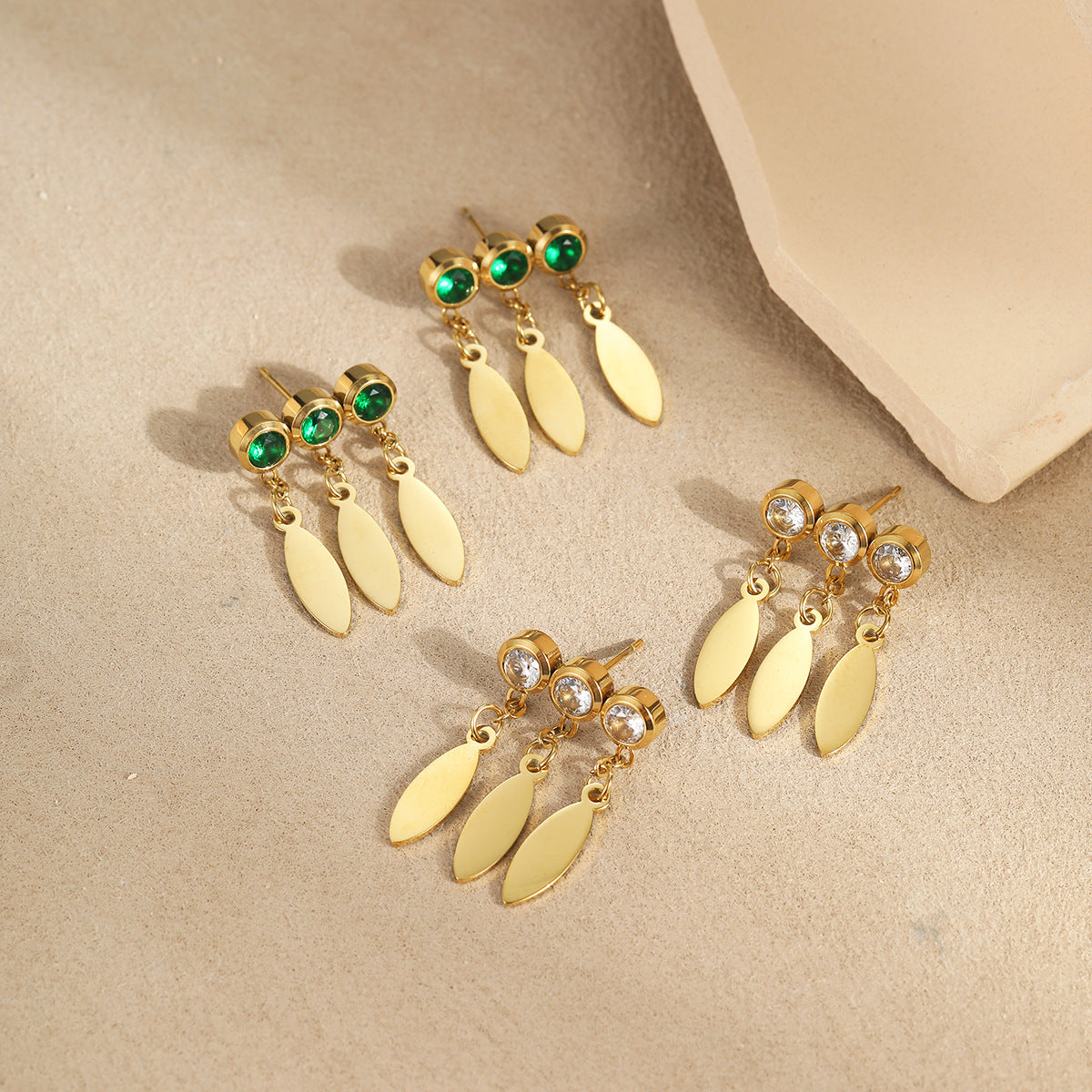 Special Interest Stainless Steel Earrings Inlaid Zircon Water Drops Titanium Steel Tassel Embellished Earrings Do Not Fade - Wanita Store