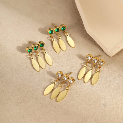 Special Interest Stainless Steel Earrings Inlaid Zircon Water Drops Titanium Steel Tassel Embellished Earrings Do Not Fade - Wanita Store