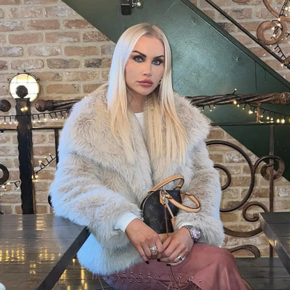 Fur Large Collared Artificial Fur Coat Short Fox Fur Fur Coat Fluffy Plush Women Clothing - Wanita Store