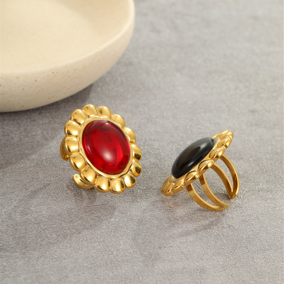 Agate-like Stainless Steel Ring Retro High Sense Affordable Luxury Titanium Steel Ring Jewelry - Wanita Store