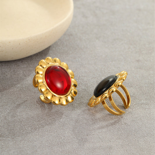 Agate-like Stainless Steel Ring Retro High Sense Affordable Luxury Titanium Steel Ring Jewelry - Wanita Store
