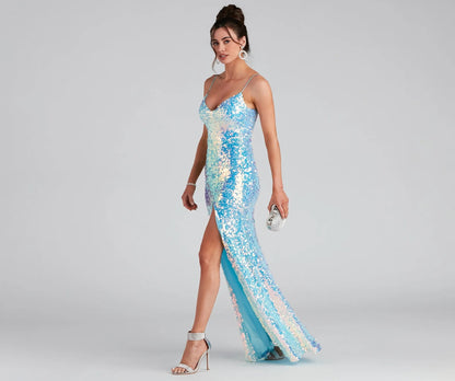 Summer Sequin Split Sling Wedding Bridesmaid Dress Women Evening Dress - Wanita Store