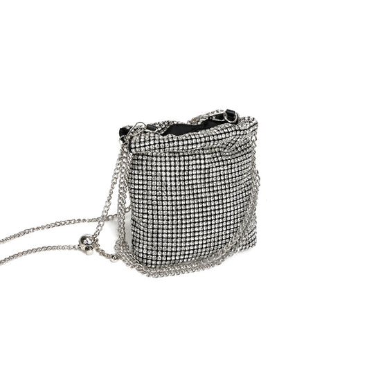 Rhinestone Full Diamond Small Golden Balls Shoulder Bag Diamond Embedded Dinner Messenger Bag for Women - Wanita Store