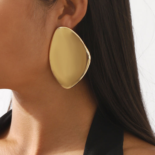 High Profile Retro Elegant Metal Geometry Stud Earrings Simple Personality Metal Alloy Earrings Women - Wanita Store