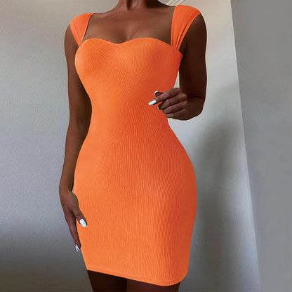 Spring Summer Women Clothing Sexy Nightclub Dress Sleeveless Knitted Hip Spaghetti Straps Dress - Wanita Store