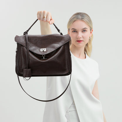 Women Bag Fashionable Vegetable Tanned Soft Leather Light Luxury Women Bag Large Capacity Office Bag High Grade Messenger Bag Messenger Bag - Wanita Store