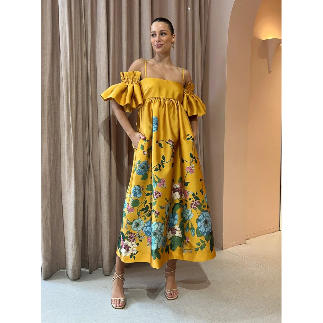 Spring Summer Off Shoulder Pocket Dress Loose Casual Multi Color Dress Women