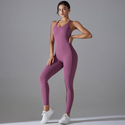 Wrinkle Hip Raise Yoga Pants Quick-Drying Skinny Running Sports Peach Hip Pants No Embarrassment Line Fitness Jumpsuit - Wanita Store