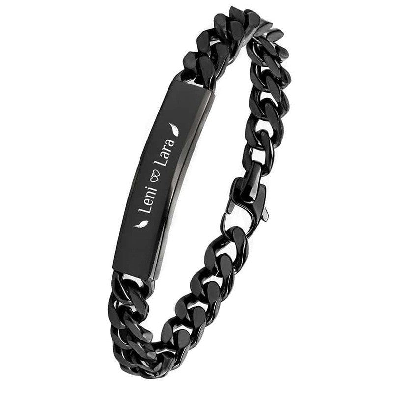 18K Vacuum Gold Plated Titanium Steel Bracelet Laser Laser Letter Graphic Number Stainless Steel Bracelet - Wanita Store