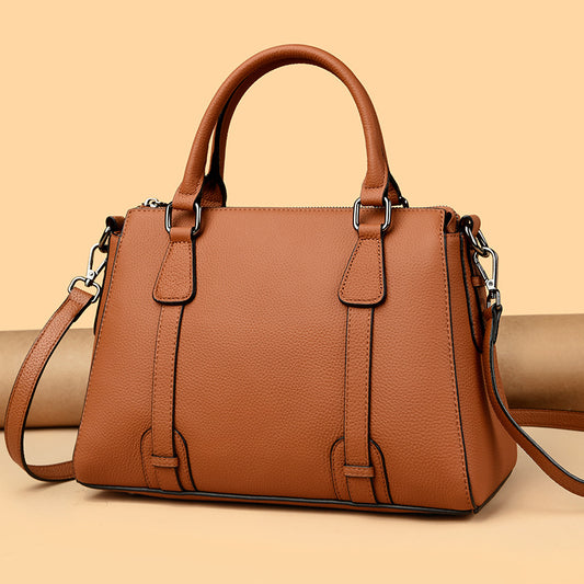First Layer Cowhide Handbag Simple Leather Tote High Grade Crossbody Shoulder Bag