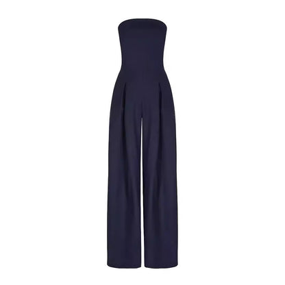 Women Casual Backless Slim Fit Smocking Jumpsuit - Wanita Store