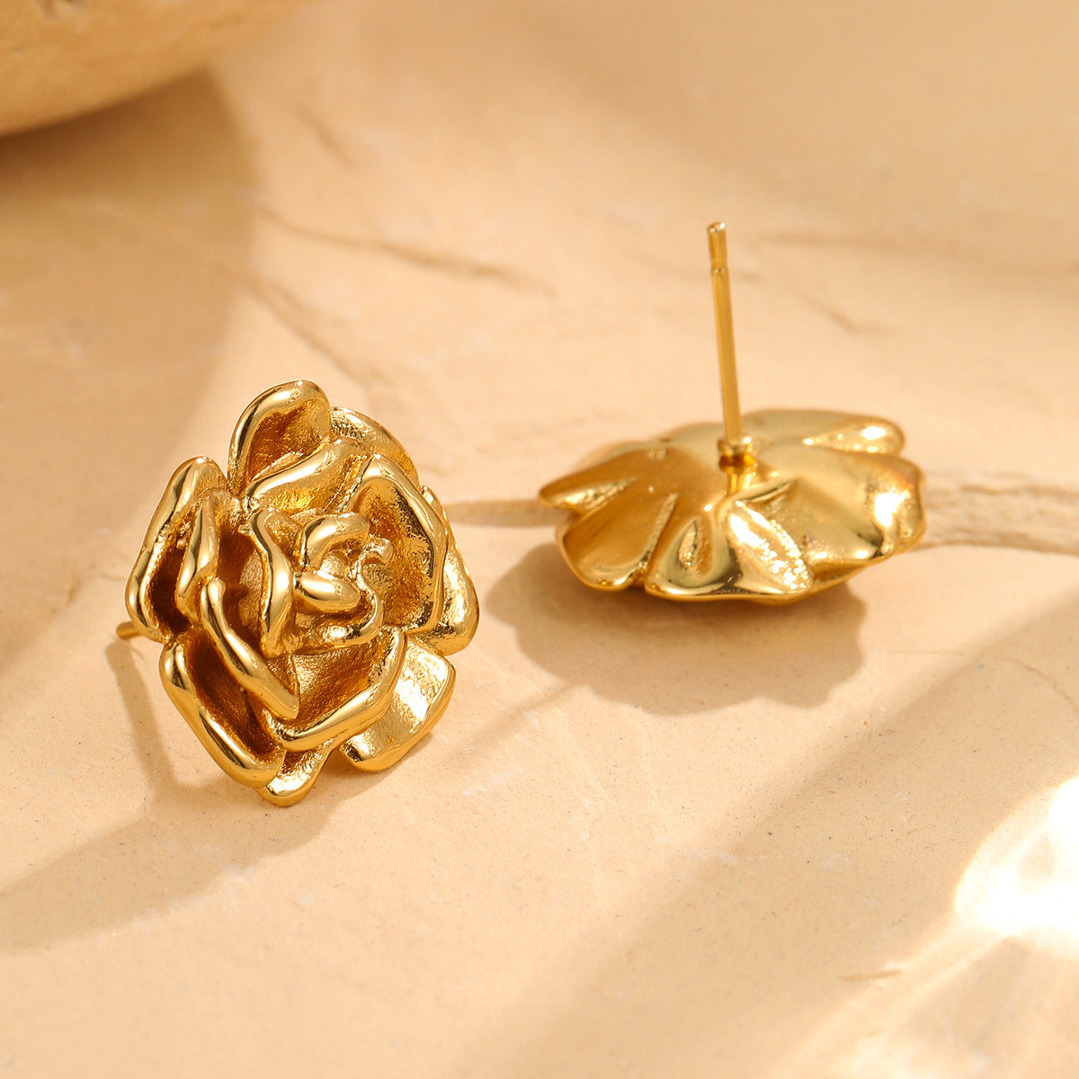 Rose Stainless Steel Studs Exquisite Refined Grace Niche 18K Gold Plating Earrings - Wanita Store