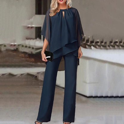 Women Clothing Solid Color Loose Casual Irregular Asymmetric Suit - Wanita Store