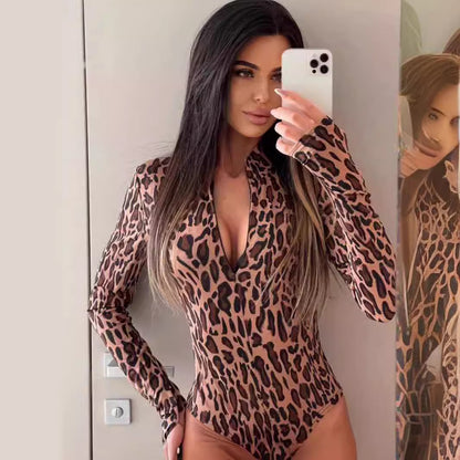 Women Clothing Autumn Stand Collar Long Sleeve Waist Tight Jumpsuit Women Sports Fitness Casual Women Top - Wanita Store