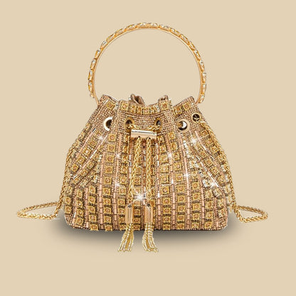 Dinner Bag Refined Rhinestone Handbag Chain Simple Fully Jewelled Bucket Bags - Wanita Store