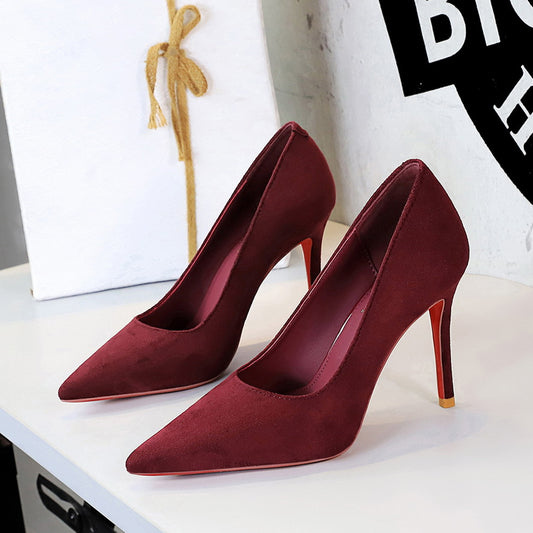 Leopard Print High Heels Women Stiletto Suede Shallow Mouth Pointed Slip on Pumps Women Shoes