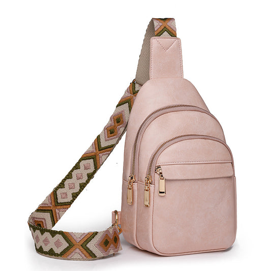 Textured Chest Bag Faux Leather Women Chest Bag One Shoulder Crossbody Simple Stylish Casual Motorcycle Bag Women