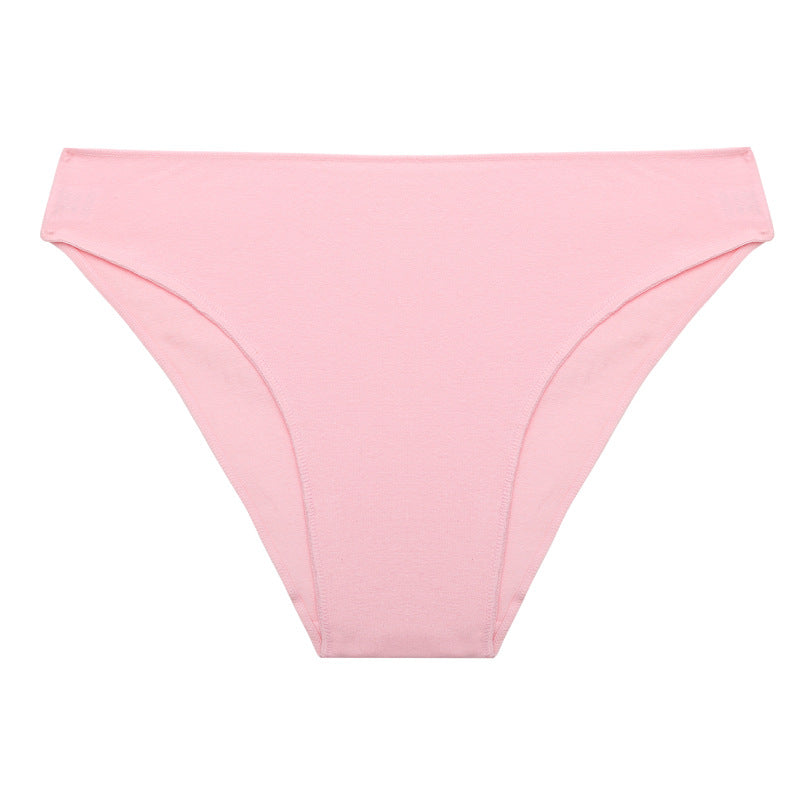 Women Briefs Basic Solid Color Cotton Underwear High Slit Comfortable T-Back