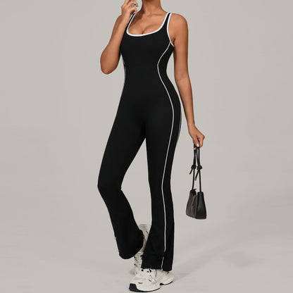 Autumn Sand Hollow Out Cutout out Beauty Back Yoga Clothes Dance Sports Jumpsuit Hip Lifting Pleated Slightly Pull Yoga Jumpsuit - Wanita Store