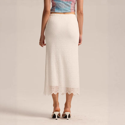 Women Clothing Lace Skirt Spring Summer High Waist One Step Skirt Sexy Slim Hip Long Skirt - Wanita Store