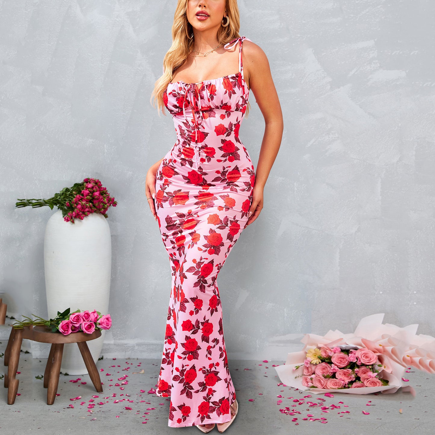 Roses on a pink background