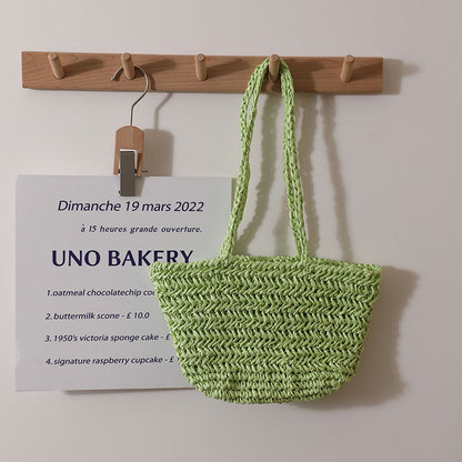 One Shoulder Straw Bag Simple Hollow Out Cutout out Straw Bag Woven Bag Summer Sweet Portable Seaside Vacation Beach Bag Women - Wanita Store