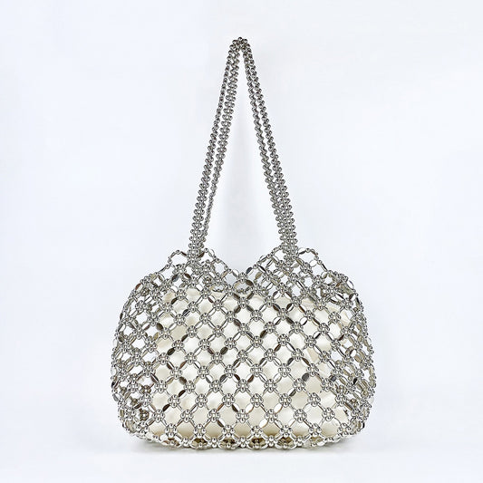 Winter Niche High Sense Silver Hollow Out Cutout Bags Women Lazy Work Office Shoulder Bag Bags