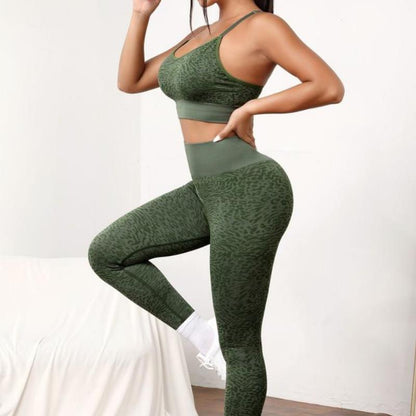 Seamless Knitted Yoga Suit Women Sports Underwear Beautiful Back High Waist Tight Hip Lifting Fitness Yoga Suit - Wanita Store