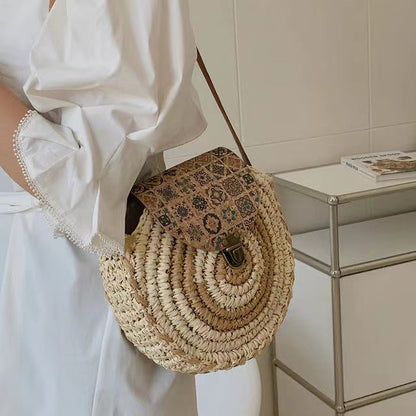 Direct round Crossbody Straw Bag Shoulder Straw Bag Woven Bag Vacation Beach Bag Women Bag - Wanita Store