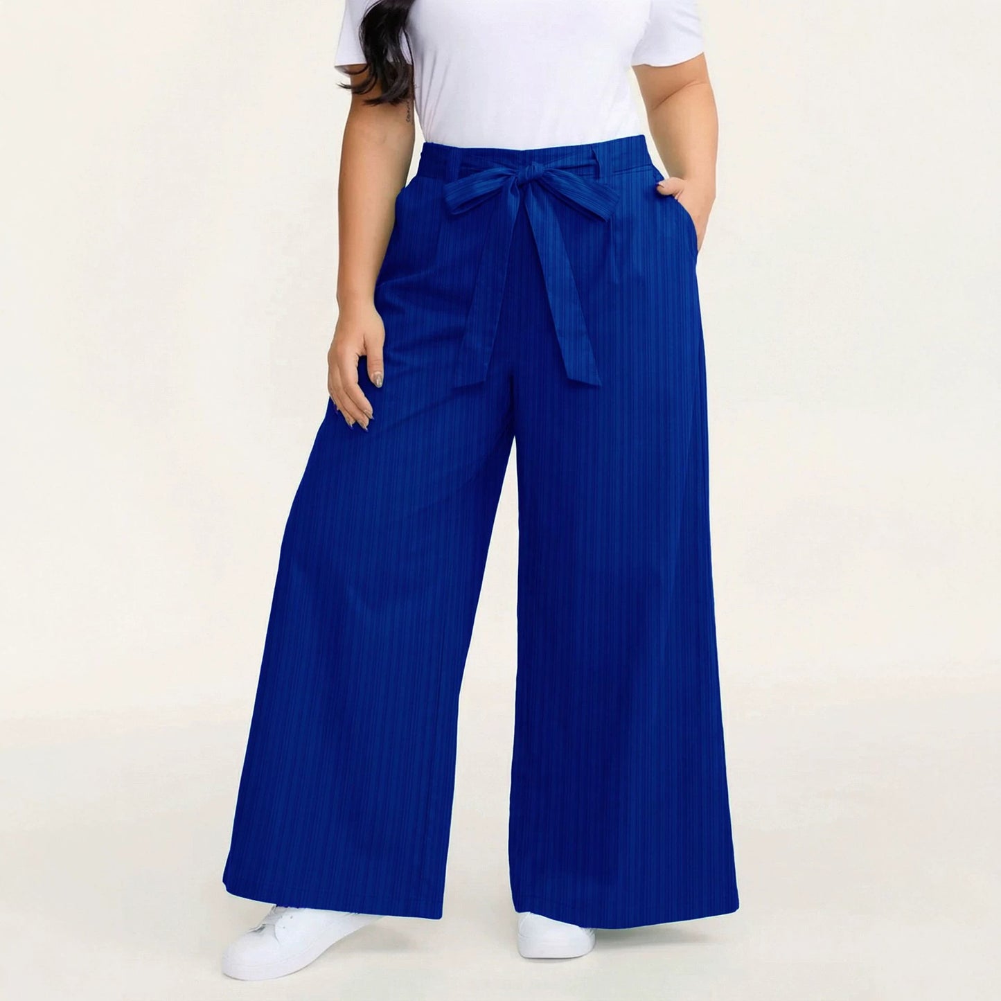 Plus Size Women Clothing Autumn Casual All Match Wide Leg Casual Pants