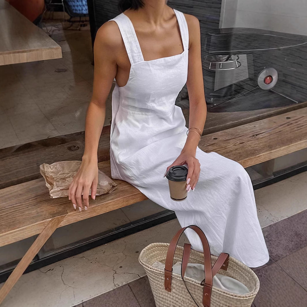 Summer Elegant Loose Halter Sexy Black Dress French Elegant Backless Women Short Dress