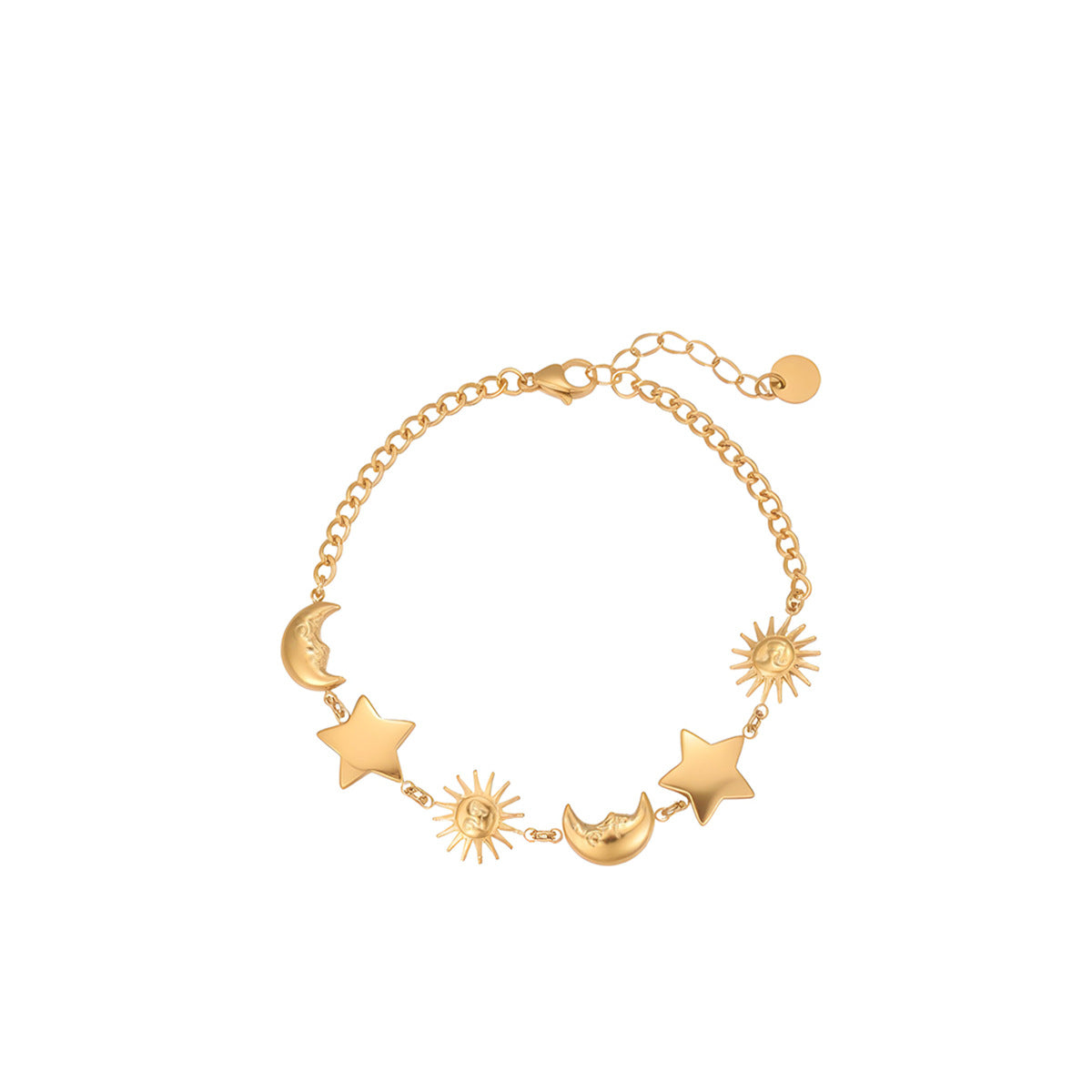 Sun Moon Stainless Steel Bracelet Light Luxury High-Grade Jewelry Non Fading Titanium Steel Ornament Women - Wanita Store