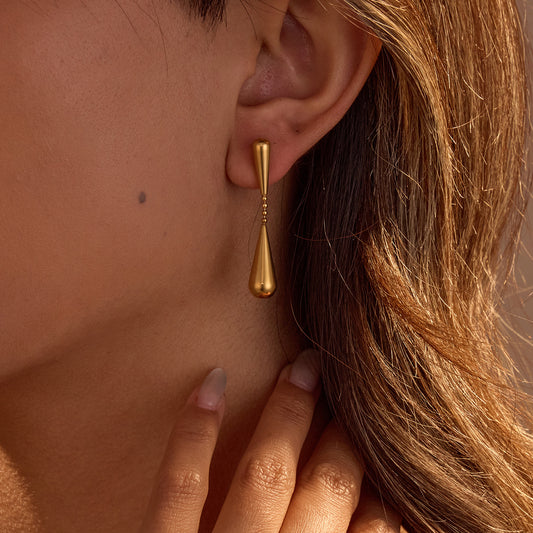 Minimalist Normcore Water Drop Geometric Abstract Niche Design Earrings Long High Grade Light Luxury Earrings - Wanita Store