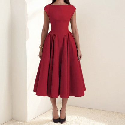 Spring French Sexy Elegant Waist Slimming Sleeveless Back Hollow Out Cutout Dress - Wanita Store