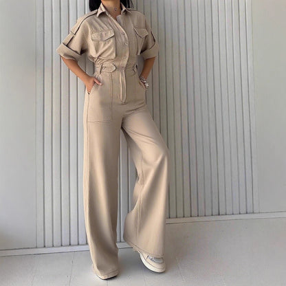Mujer Ropa Mono Suelto Cintura Ajustada Adelgazante Pierna Ancha Pantalones Overol Una Pieza