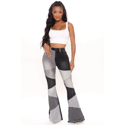 Autumn Women Clothing Denim Wide Leg Stitching Jeans Women - Wanita Store