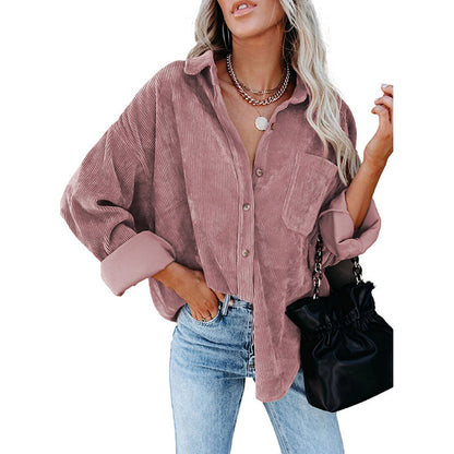 Autumn Winter Women Clothing Oversize Women Corduroy Loose Casual Shirt - Wanita Store