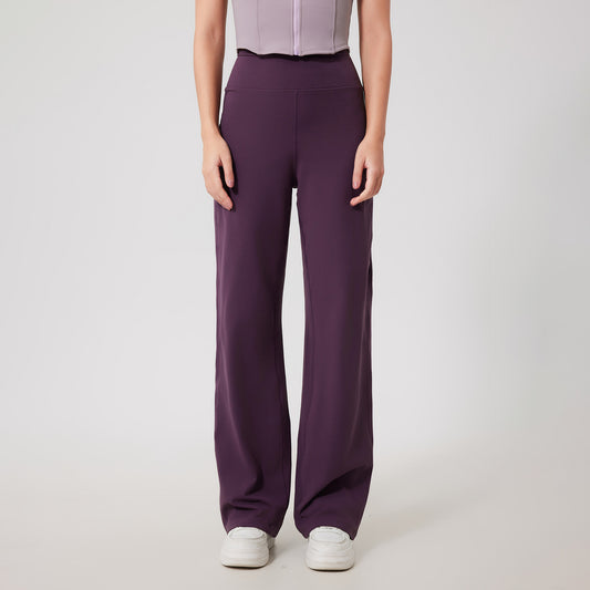 High Waist Belly Contracting Sports Loose Straight Leg Trousers Women Running Thin Fitness Pant Belt Pocket Cloud Sense Yoga Pants