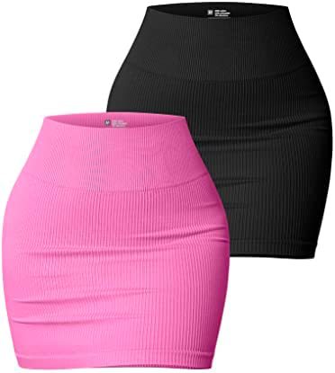 Women Skirt Basic Elastic Rib Casual High Waist Mini Hip Skirt - Wanita Store