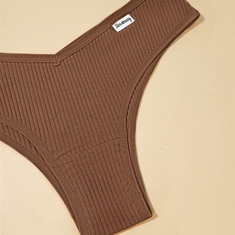 Sexy Maillard Women Underwear Threaded Cotton Breathable Hip Lifting Pure Low Waist
