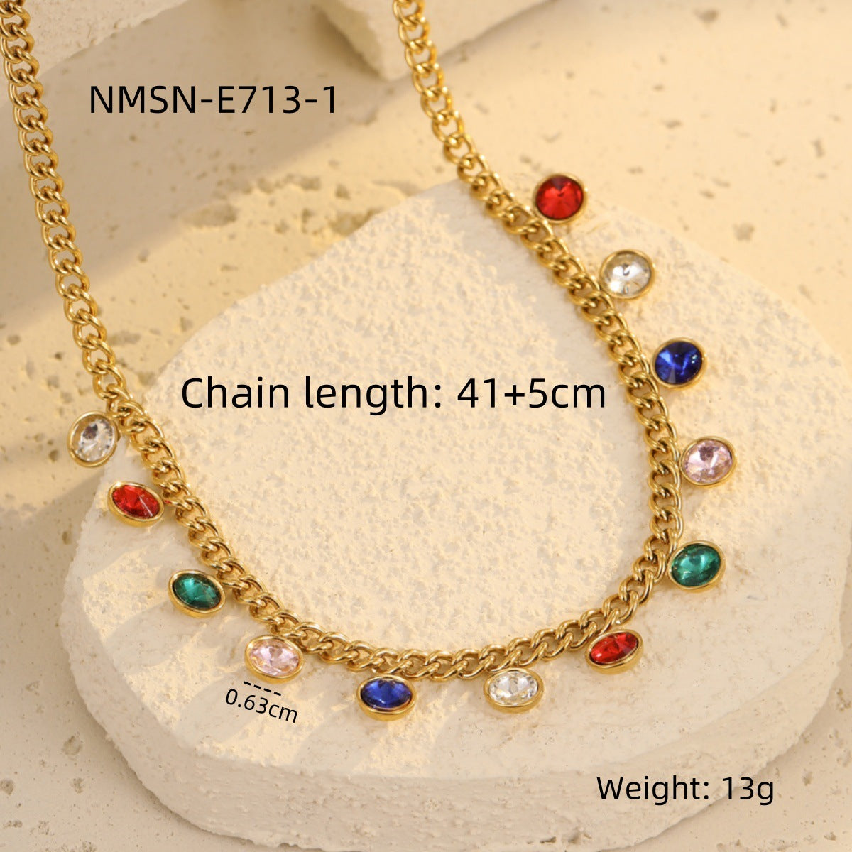 round Color Zircon Necklace