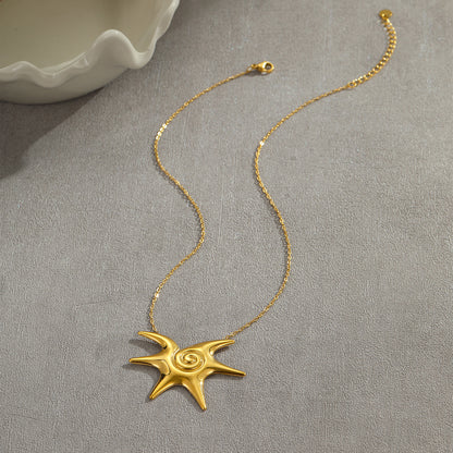 High Grade Titanium Steel Necklace Non Fading Golden Sun Stainless Steel Studs Niche Sold Jewelry - Wanita Store