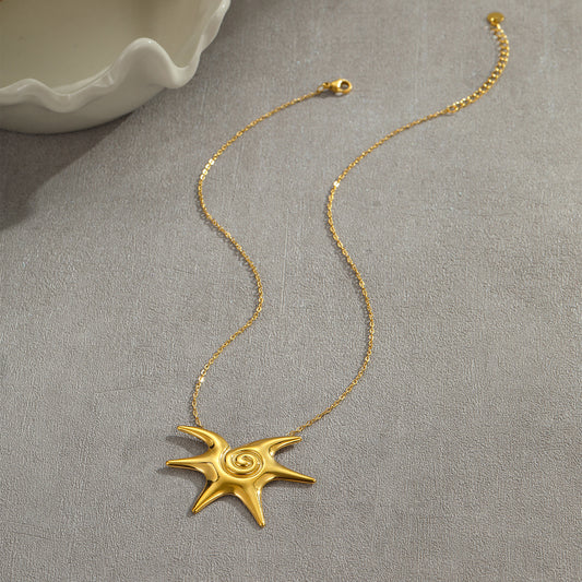 High Grade Titanium Steel Necklace Non Fading Golden Sun Stainless Steel Studs Niche Sold Jewelry - Wanita Store