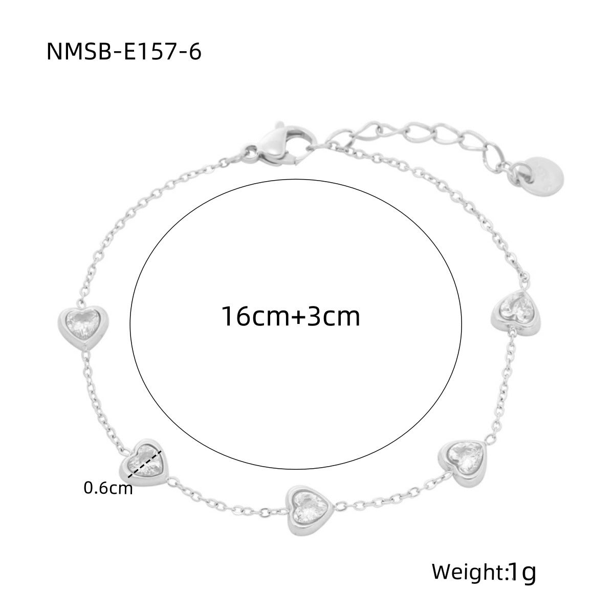 NMSB-E157-6 Steel Color White Diamond