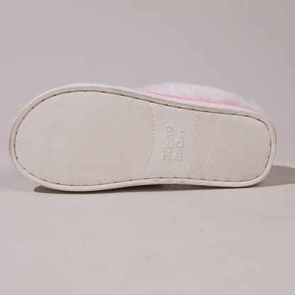 Fluffy Slippers Autumn Winter Warm Slugged Bottom Home Thickened Fleece Slippers Home Indoor Cotton Slippers - Wanita Store