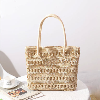 Straw Bag Super Hollow Out Cutout out Elegant Shoulder Woven Tote Women Bag Vacation Beach Bag Rattan Weave Bag - Wanita Store